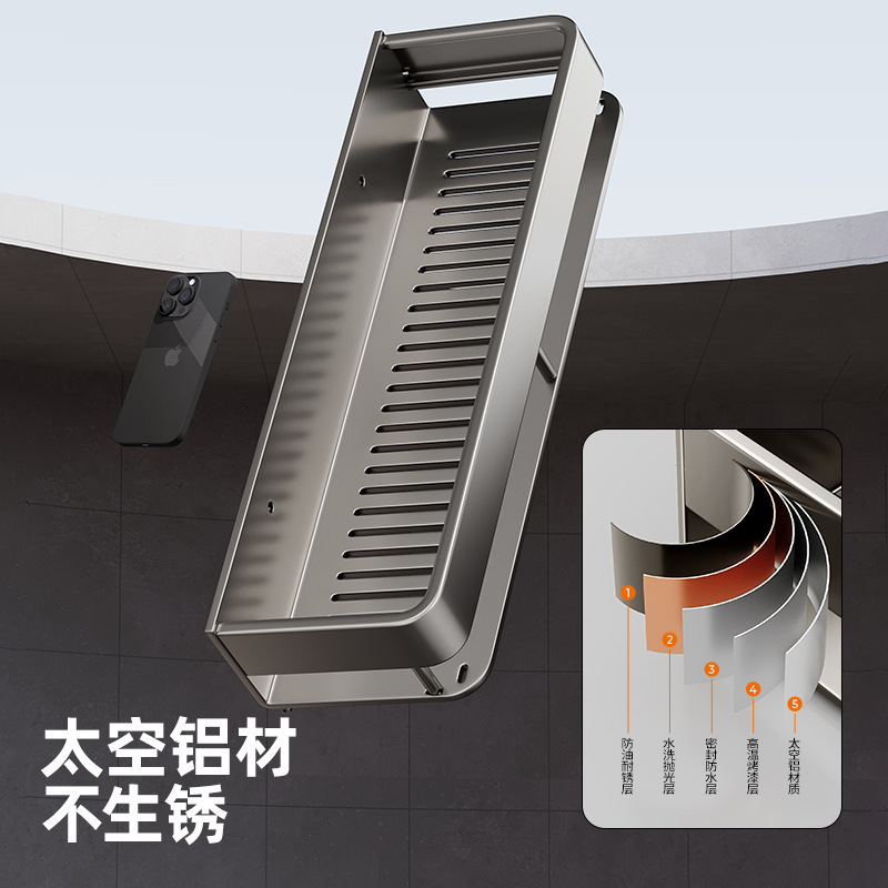 浴室の収納ラック、高さを高め、穴を開けずに壁に掛ける、浴室のトイレのシンク、高級収納ラック|undefined
