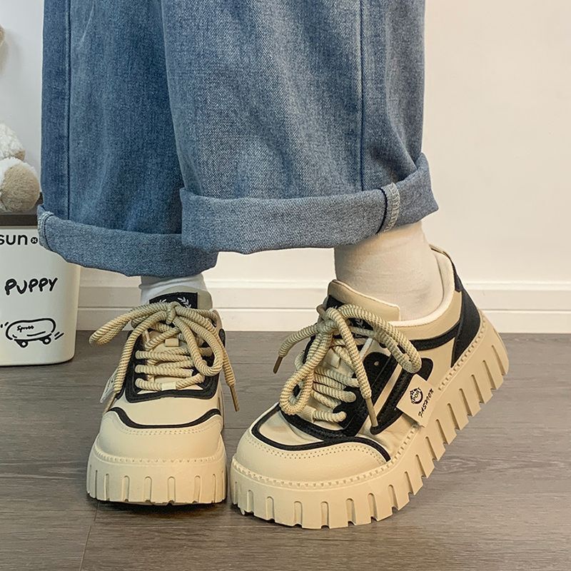 Shoes Women's Thick-soled Height-raising Shoes Fashionable All-match High-value White Shoes Internet-famous Fashionable Casual Shoes