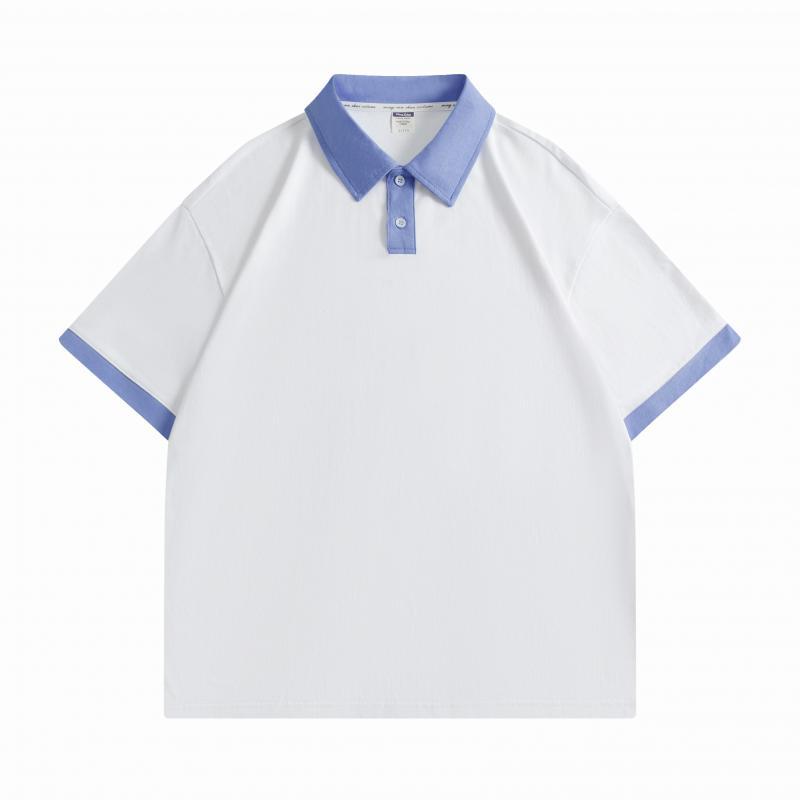 200g de algodón pesado a juego, solapa de hombro caída de color, polo, tela de algodón seco transpirable, algodón peinado cómodo