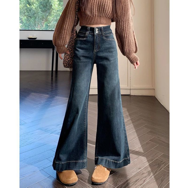 微喇牛仔裤女阔腿裤宽松拖地长裤水洗辣妹2025小个子休闲复古显瘦|undefined