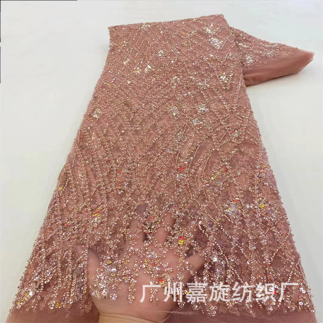 Vestido de boda de moda francesa tubo de cuentas bordado tela de encaje cheongsam vestido vestido de moda infantil tela bordada JX4175