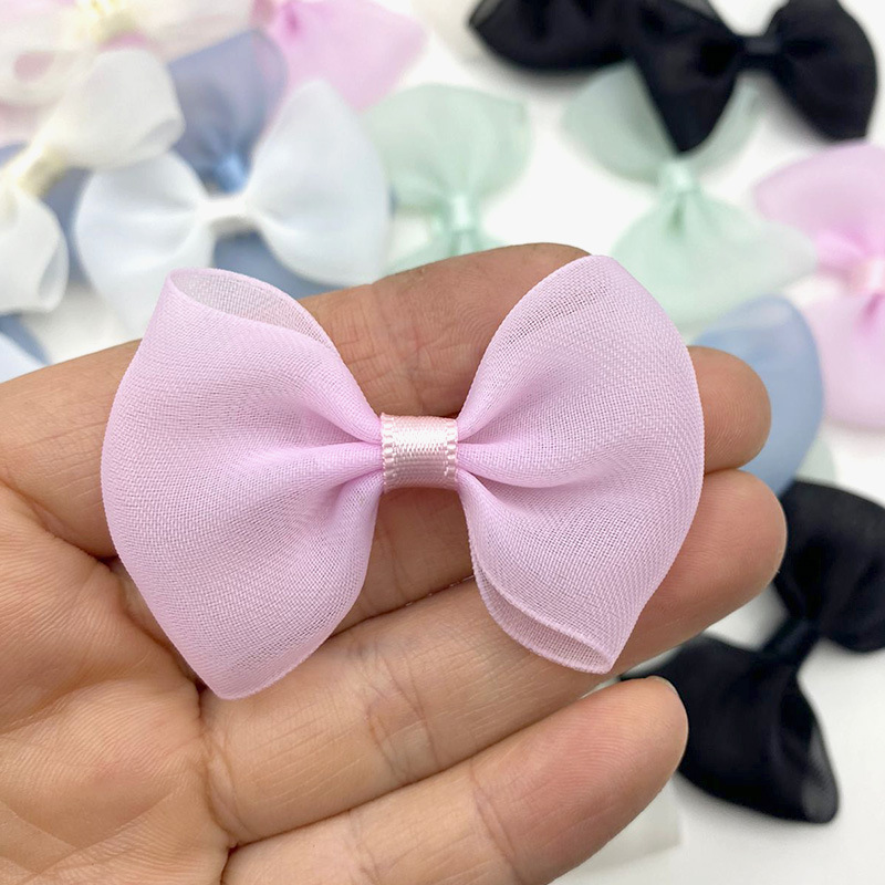 Mesh ribbon with bow, 4x6cm jelly-like mesh bow, handmade DIY hair accessories and clothing decoration supplies, bow