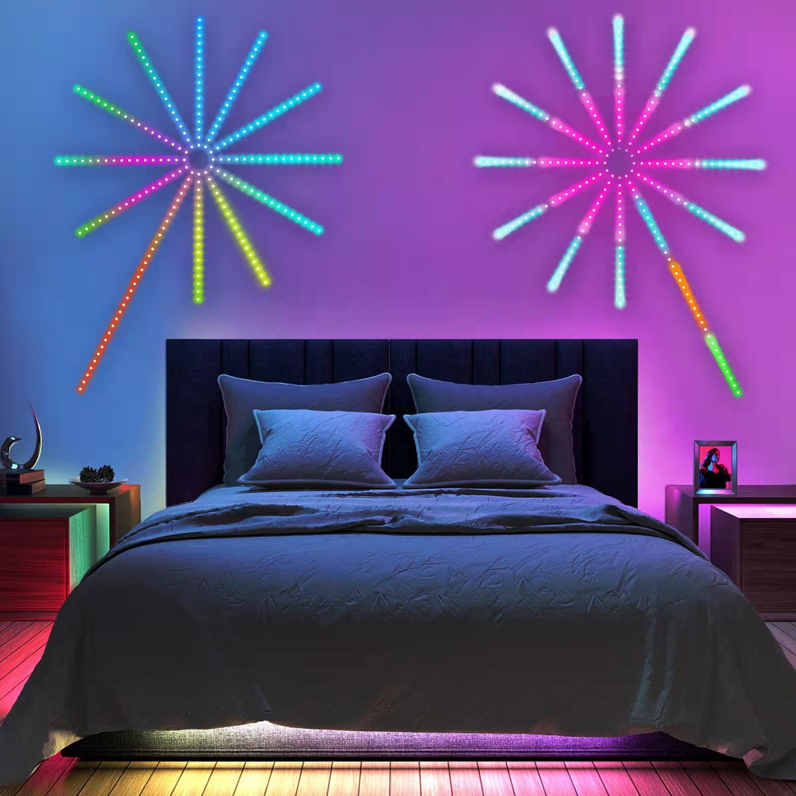 5v fantasía de color fuegos artificiales usb baja tensión led decoración correa de lámparas artificiales bluetooth control de voz atmósfera rgb fuegos artificiales transfronterizos
