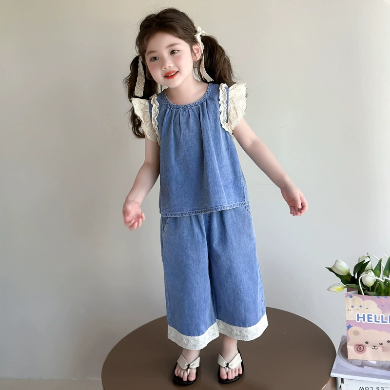 Denim summer set, small summer clothing