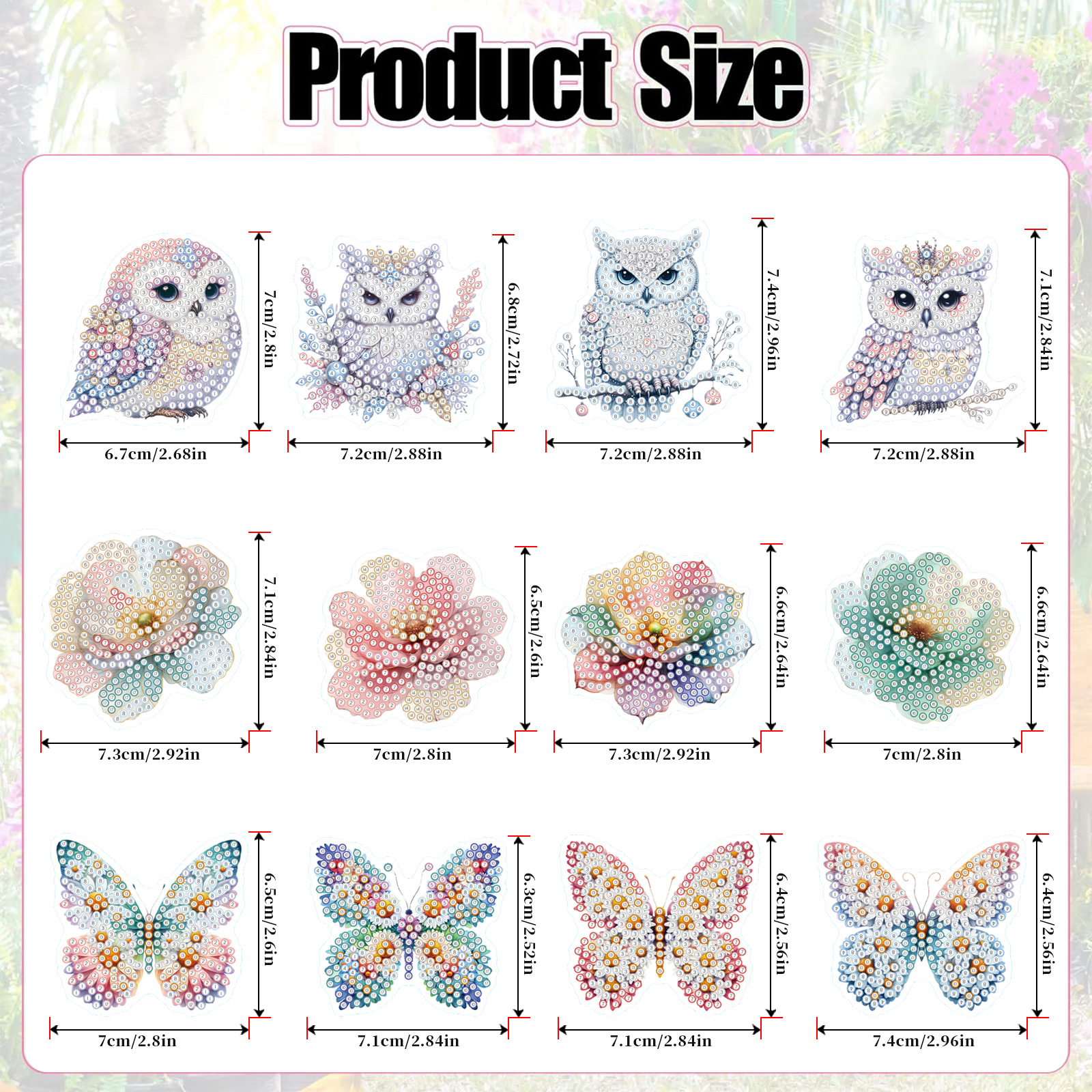 Diamante de absorción magnética pintura pegatinas de refrigerador búho flores mariposa pintura de diamantes hecha a mano diy juguetes pegatinas de diamantes al por mayor