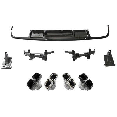 Suitable for Mercedes-Benz (13-17) Cls-Class W218 Four-Door Sports Upgrade Cls63 Tail Lip and Tail Throat Factory Direct Sale (Fixed wind wing) - black-tail-lip-silver-tail-throat
