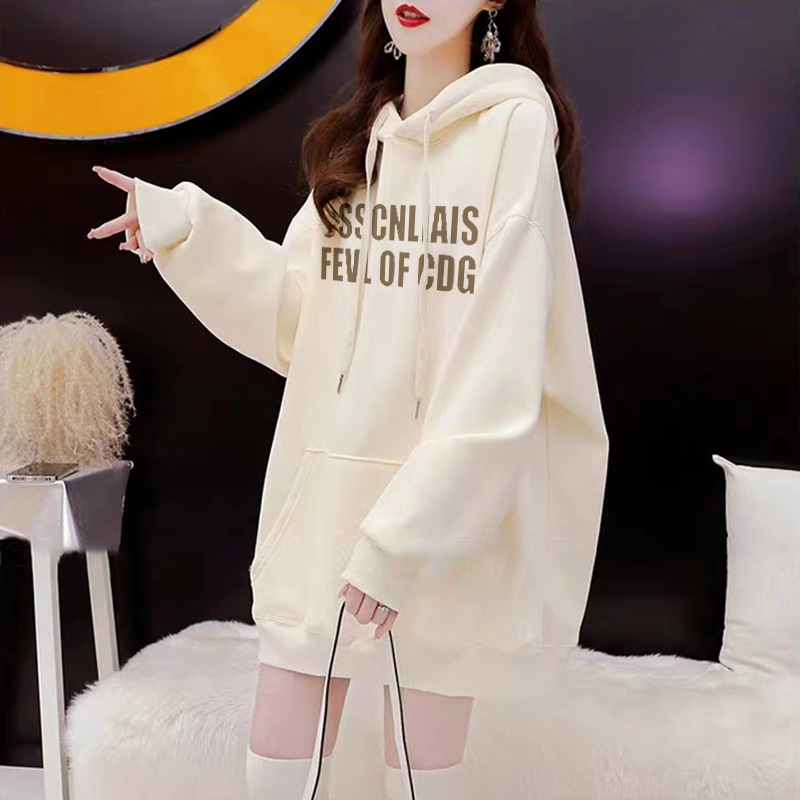 デザイン感とベルベットが厚く、帽子付きのガーディアン女性2025秋冬の新型韓国版のゆるい中のロングタイプの洋風に服を着ている|undefined