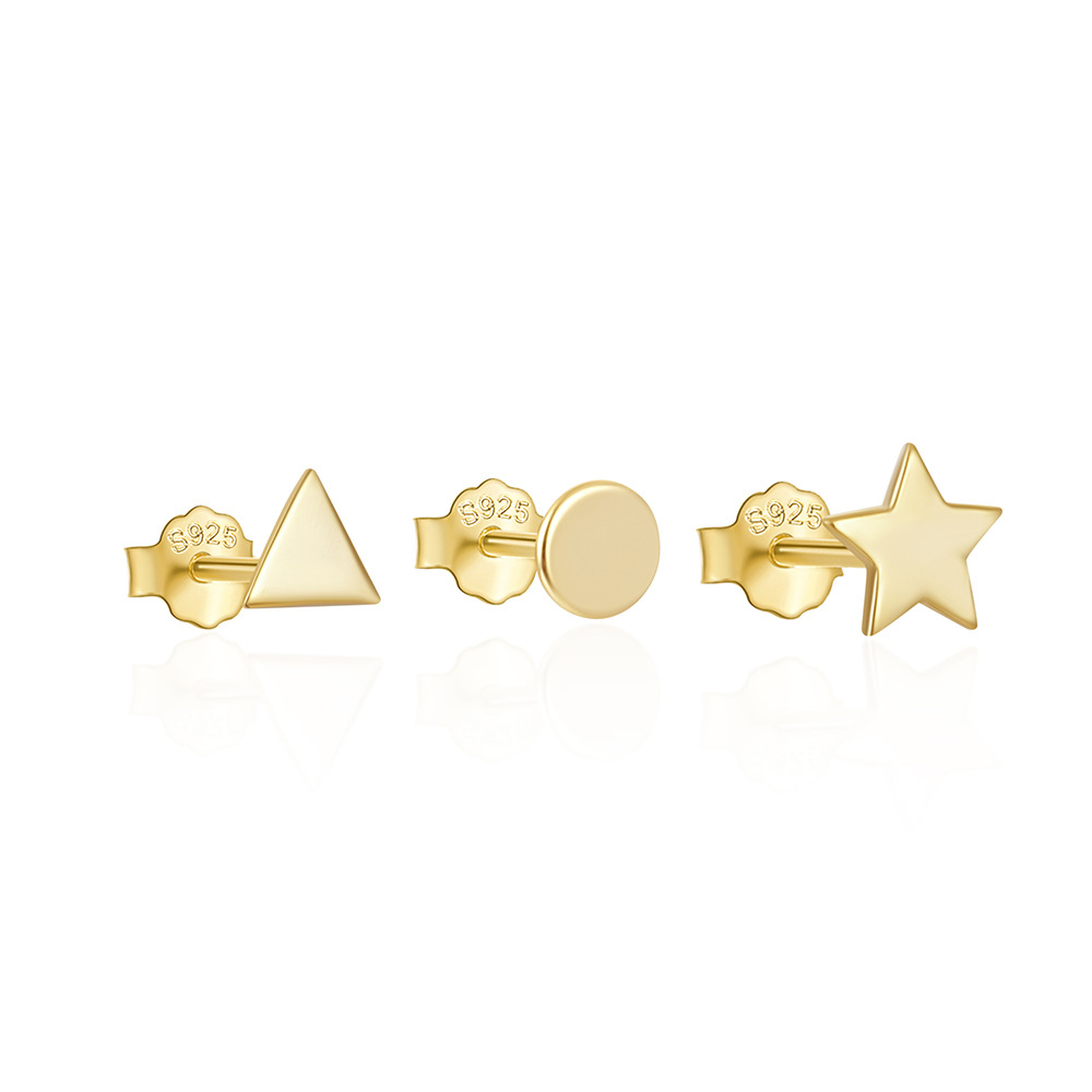 3g Weight Ear Studs Classification 1 Set Quantity Daily Occasion 925 Sterling Silver Material Star, Butterfly Pattern Women's Gender Plating Design Simple Style Style 1 Set 925 Sterling Silver Star Butterfly Ear Studs 110