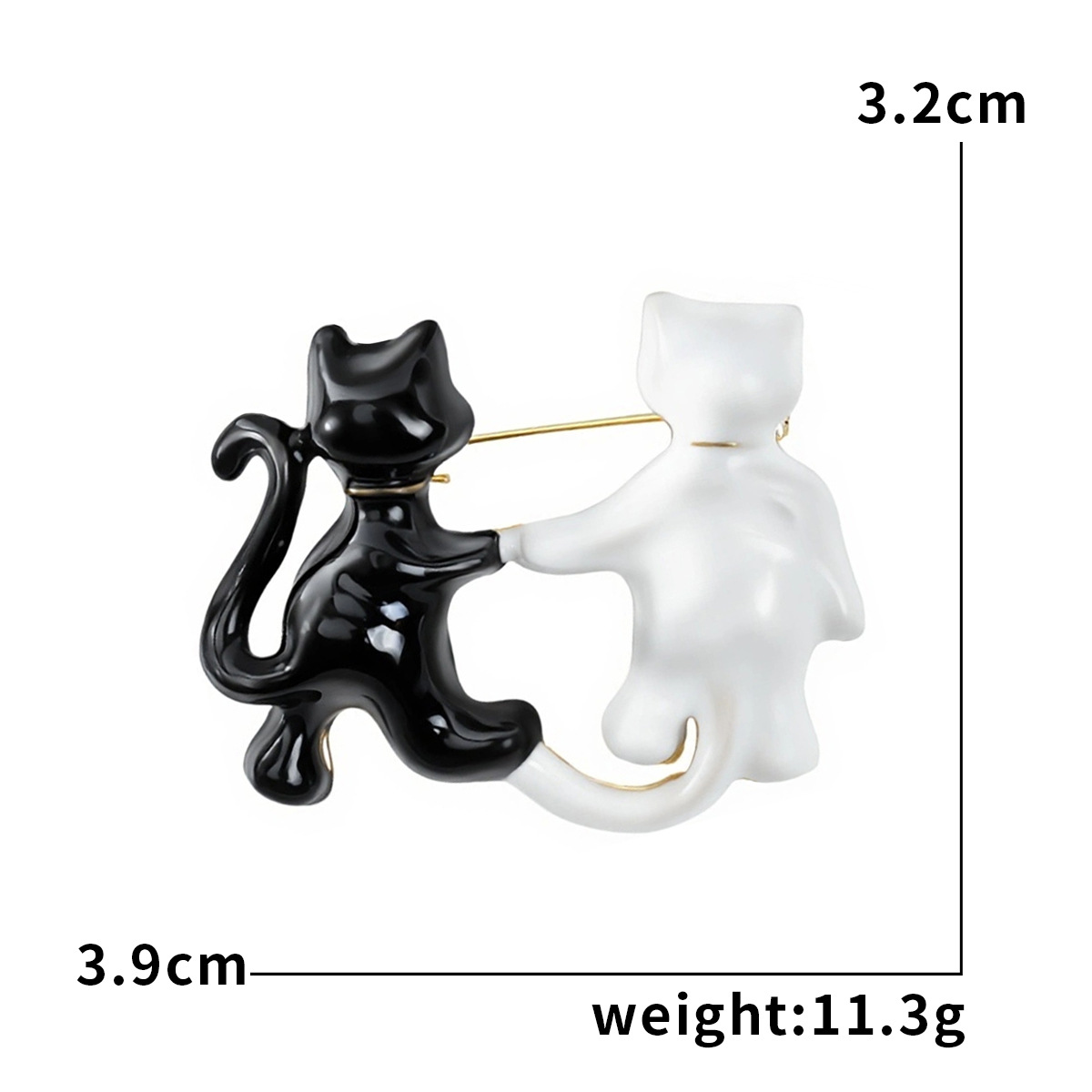 Korean Version Cartoon Cute Alloy Enamel Couple Cat Brooch Fashion Simple Men's and Women's Clothing Brooch Jewelry Pin