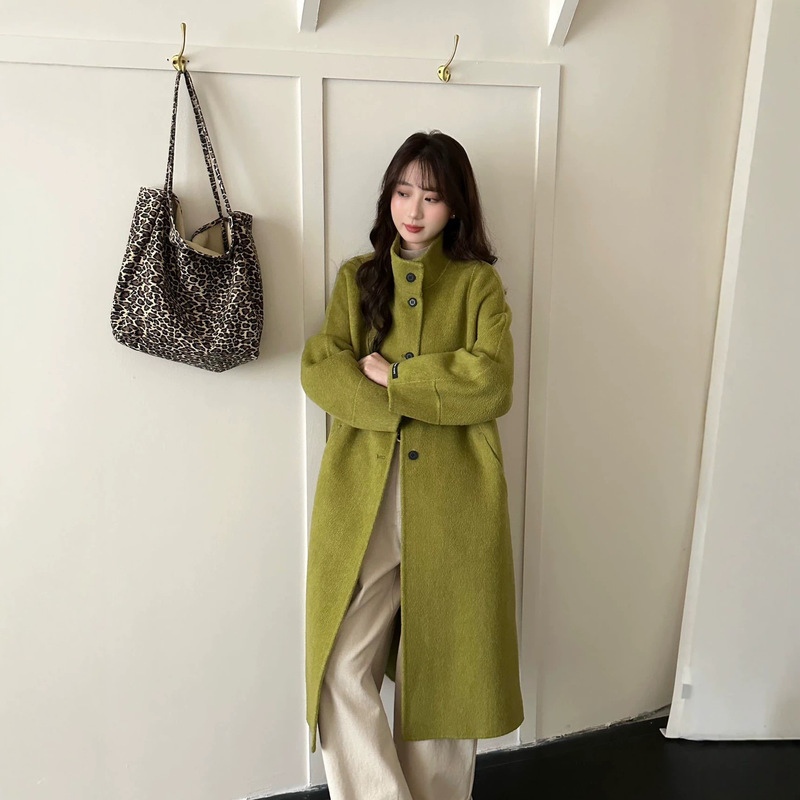 2026 Autumn and Winter New Style Long-Haired High-End Korean-Style Stand-Collar Double-Sided Wool Coat for Women Mid-Length Woolen Coat 2026 Autumn and Winter New Style Long-Haired High-End Korean-Style Stand-Collar Double-Sided Wool Coat for Women Mid-Length Woolen Coat