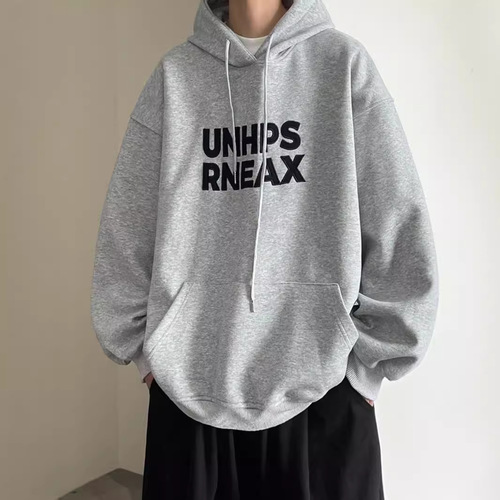 Hot Trending Hoodie Men's 2024 Autumn and Winter New Letter Printing Casual Simple Loose Versatile Coat 