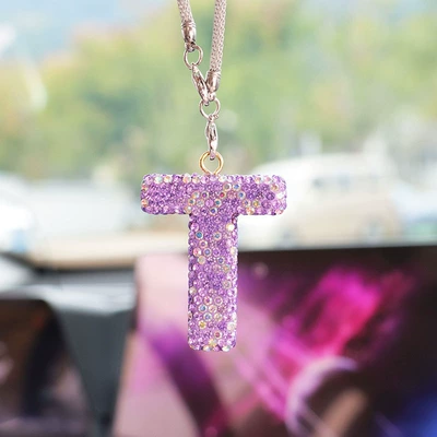 pendant ladies rhinestone car, Car hanging - t-shaped-car-charm-lotus-purple