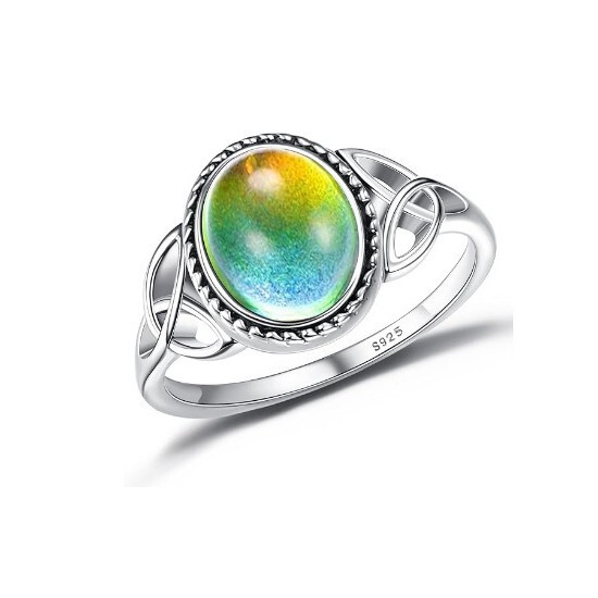 Amazon New Jewelry European and American Oval Crystal Agate Female Niche Retro Ring Light Luxury Fashion Jewelry
