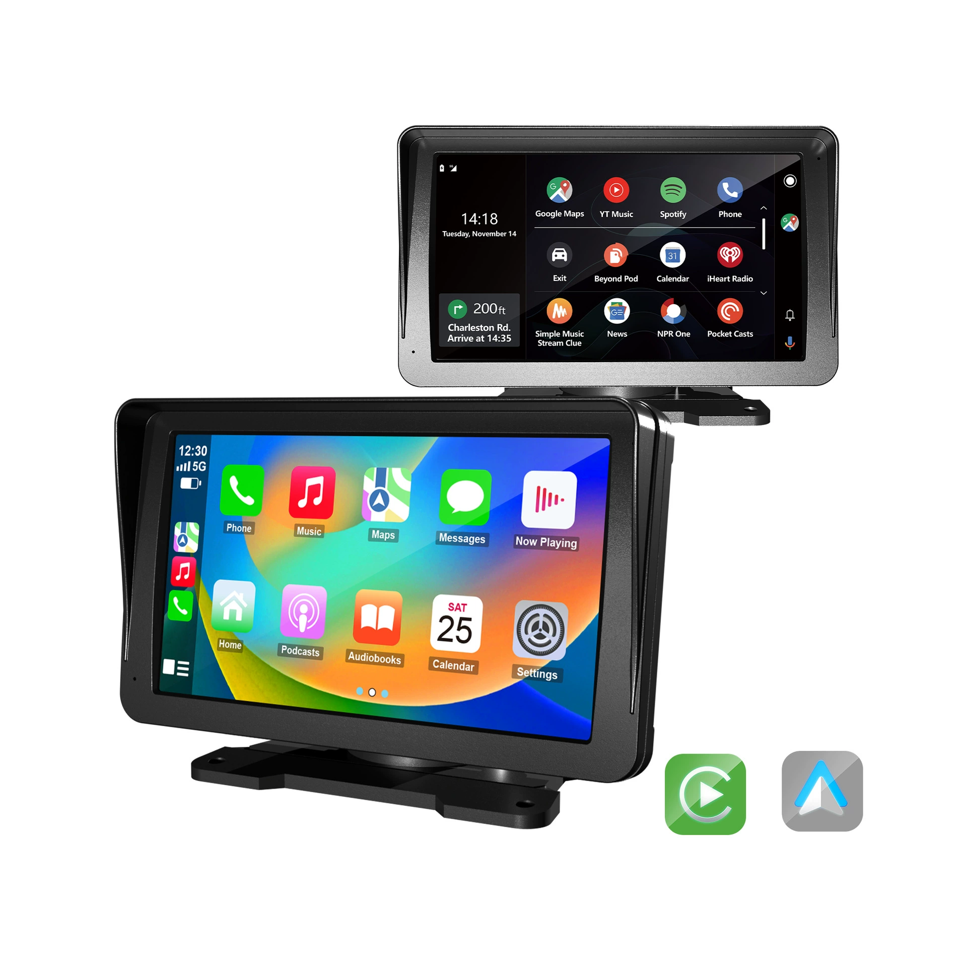 7-дюймовый затеняющий капот беспроводной CarPlay Android Auto съемка экран FM BT AUX навигация PND