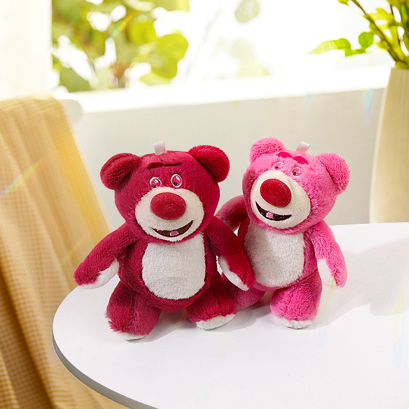 Online celebrity strawberry bear doll plush keychain girl's heart bag pendant boutique doll catching machine doll