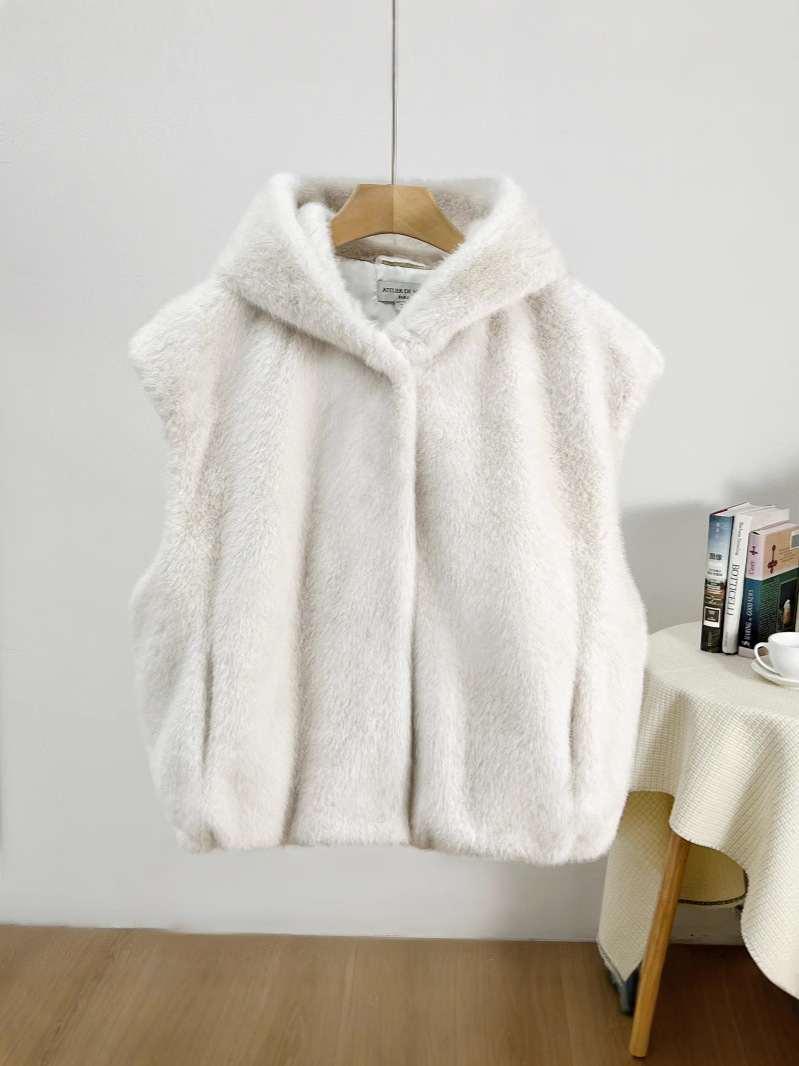 Primavera nuevo chaleco con capuzas de imitación de chaleco de botón una chaqueta de moda al por mayor corta