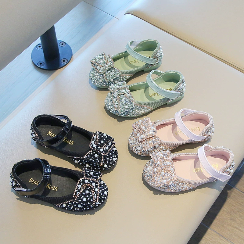 Туфли принцессы для девочек, весна-осень 2025, детские танцевальные туфли, цветные туфли с бриллиантами для маленьких девочек, туфли для выступлений с бантом, детские одинарные туфли