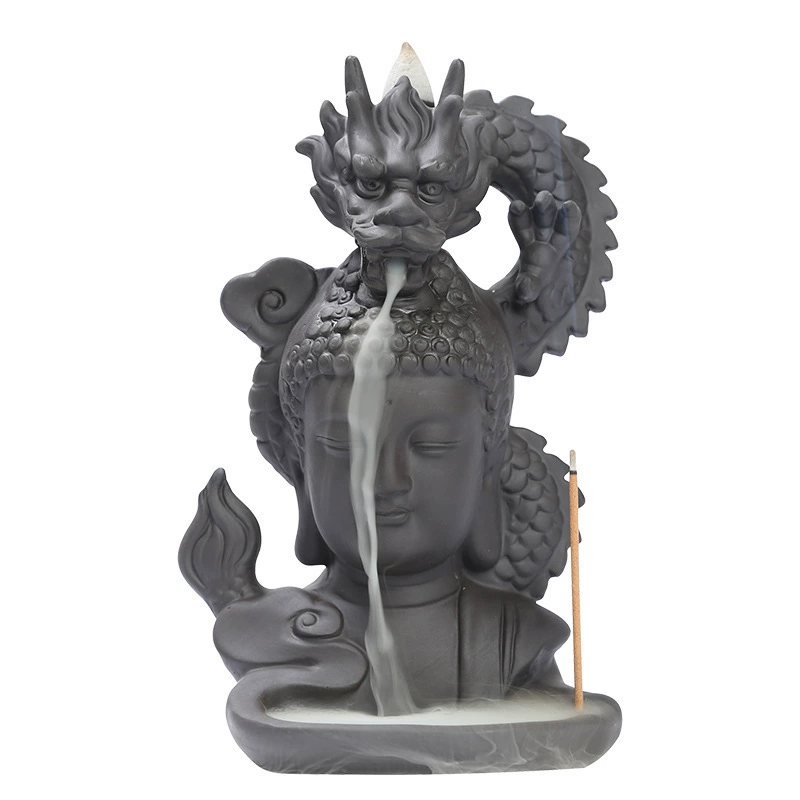 Обратный курильница для аромапалочек (Aoki Dragon Cloud Buddha), цзиша — пурпурный песок, керамика, дракон