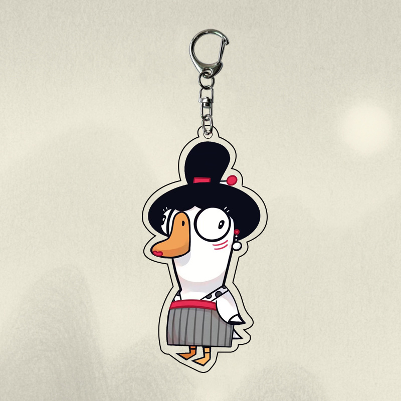 Dibujos animados pato ganso matando monstruo Qitan icono de acrílico llavero lindo expresión creativa bolsa decorativa colgante clave