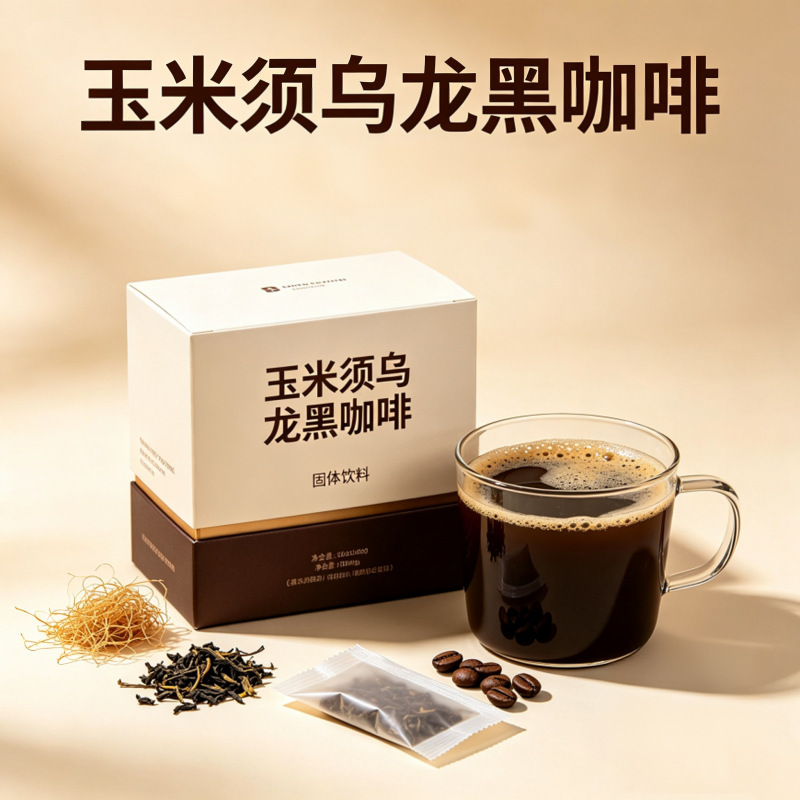 Corn silk oolong black coffee, citrus fruit powder fiber freeze-dried instant black coffee solid beverage processing factory Corn silk oolong black coffee, citrus fruit powder fiber freeze-dried instant black coffee solid beverage processing factory