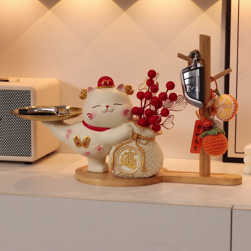 玄関の招き猫の装飾品、新築祝い、新年の贈り物、リビングルームの玄関ホール、家の鍵の収納、靴箱の装飾|undefined