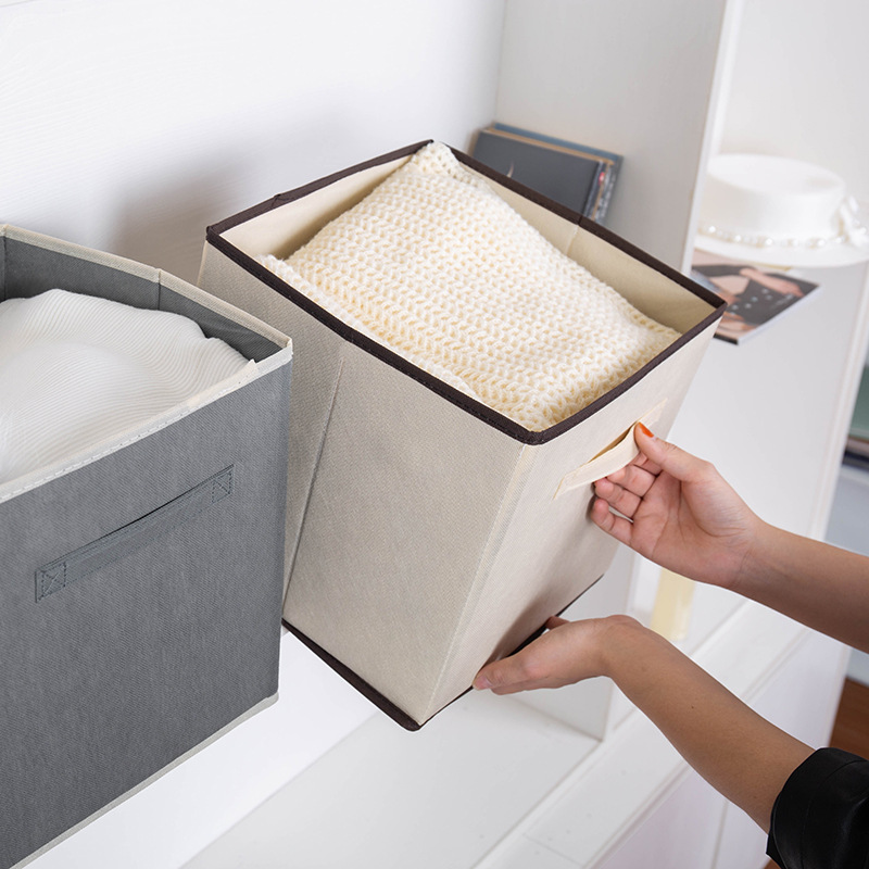 Non-Woven Square Lidless Foldableable Satchel Fabric Multifunctional Storage Box Household Clothing Toy Storage Box