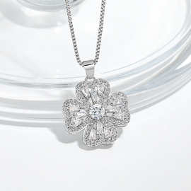 网红抖音同款潮牌转运双层项链 小众设计感可旋转爱心四叶草项链