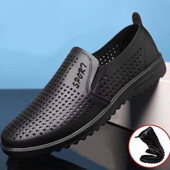 Men's Leather Shoes Spring Perforated Men's Shoes Cross-border Wholesale One-Piece Korean Style Soft Sole Driving Shoes
