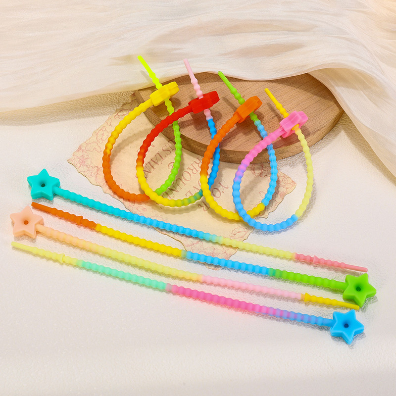 Dripping glue color gradient five-pointed star silicone cable tie handmade DIY jewelry accessories bag key chain lanyard strap Dripping glue color gradient five-pointed star silicone cable tie handmade DIY jewelry accessories bag key chain lanyard strap