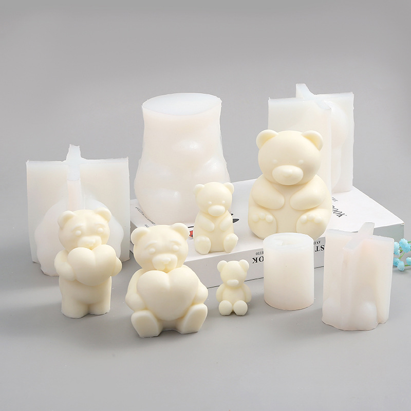New Bear Aromatherapy Candle Mold DIY Baking Handmade Soap Bear Cake Silicone Mold