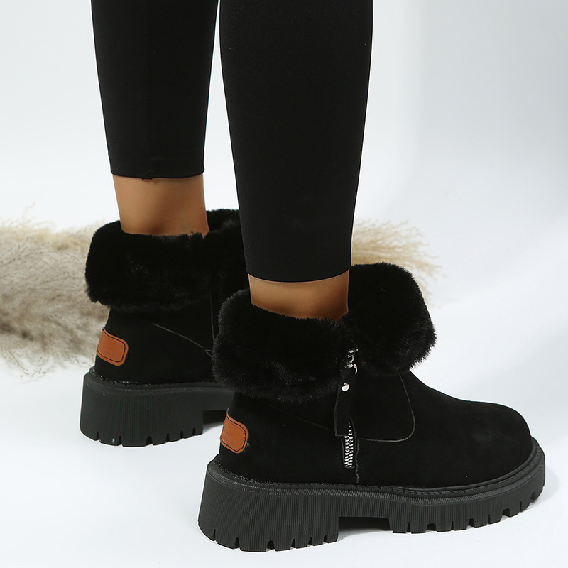 Snowboots dames suède korte winterlaarzen met bontvoering_voghion.com