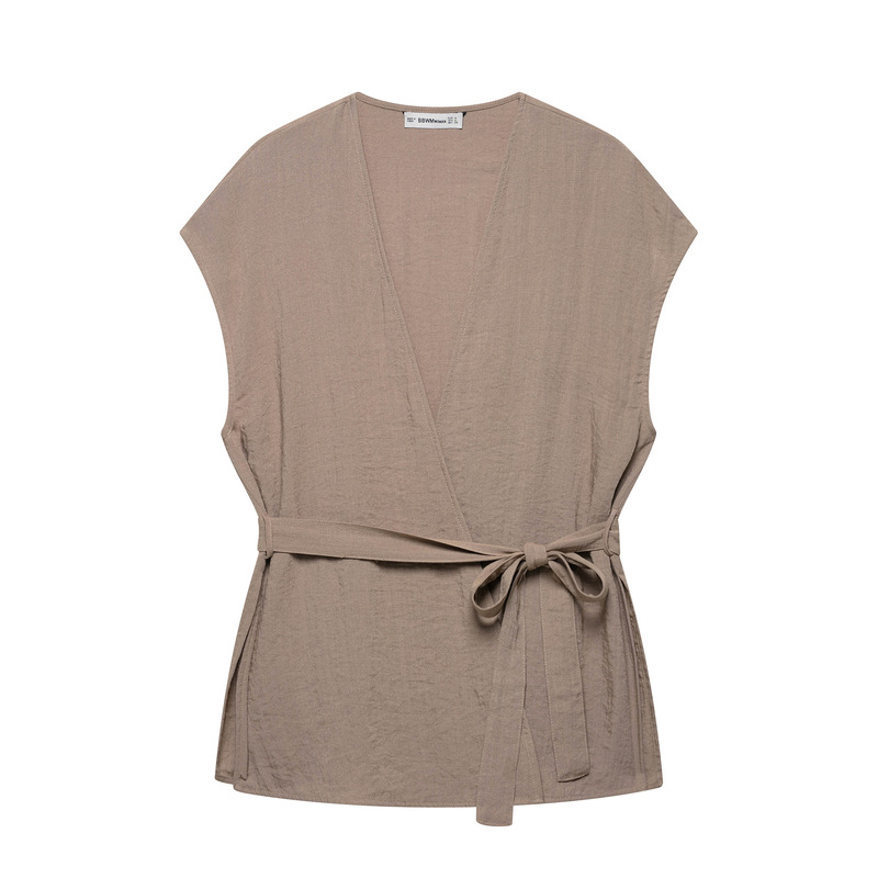 Cross-Border Export Women's Clothing 2025 Spring New Casual Fashion Solid Color Kimono Style Vest Top