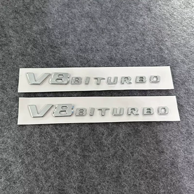 E300L/GLC/GLE/AMG/4WD, digital letter — Car logo - v8biturbi-silver-pair