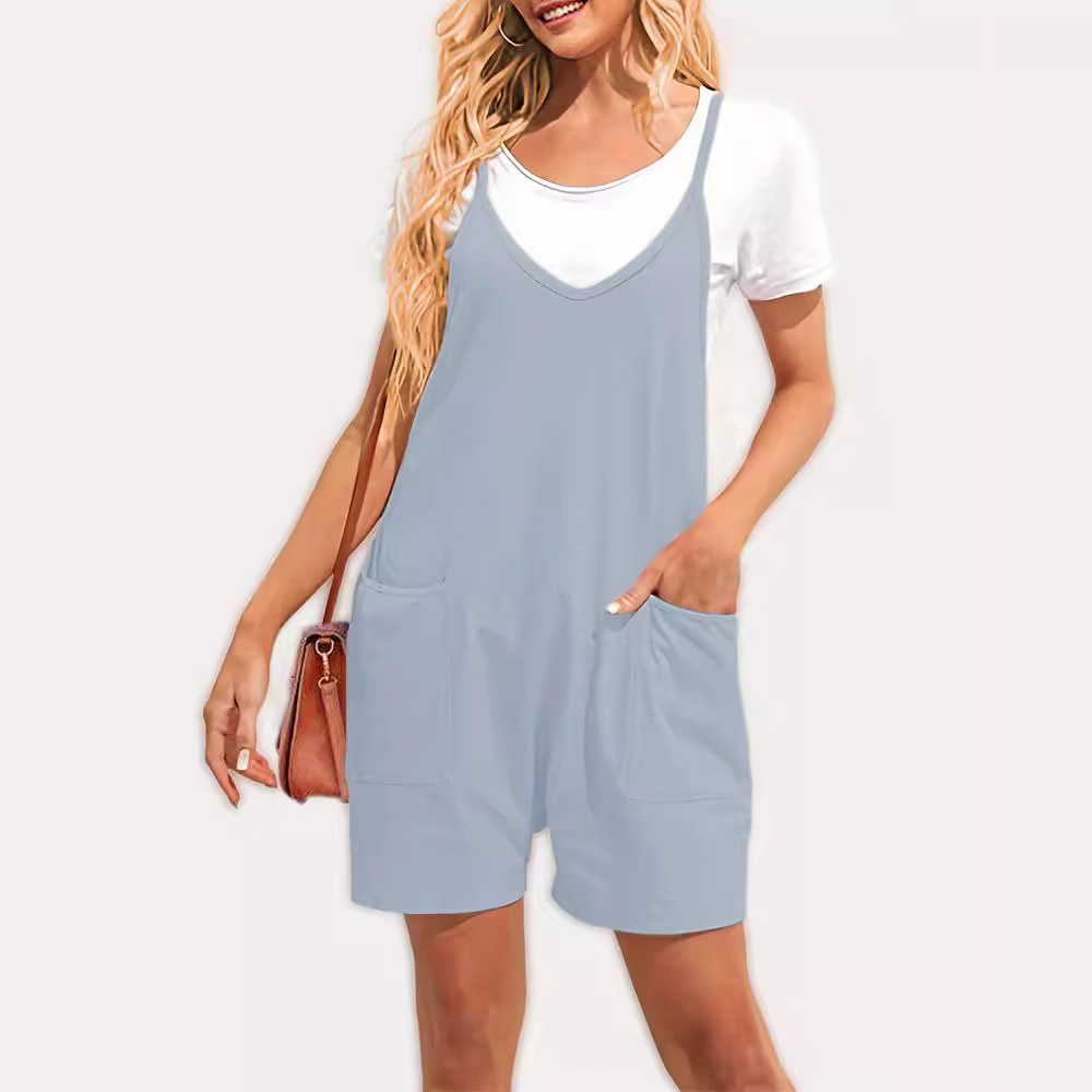 2024 ropa de mujer europea y americana eBay Amazon estación independiente popular cremallera bolsillo suspender pantalones mono suspender Pantalones