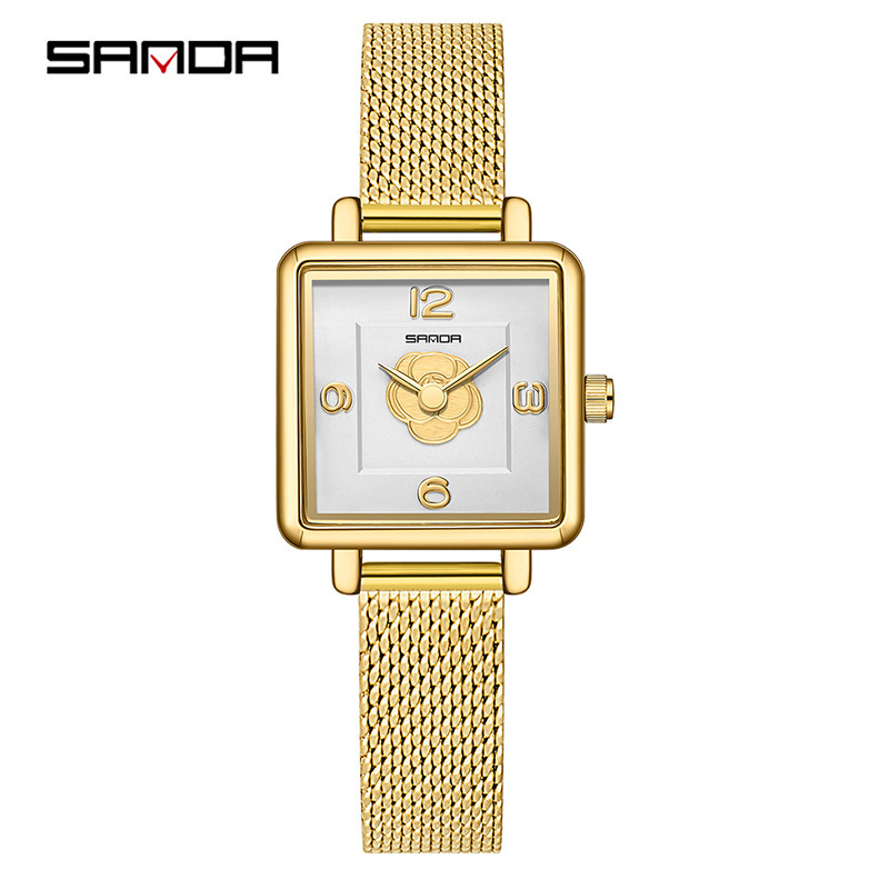 메쉬 벨트 골드 화이트