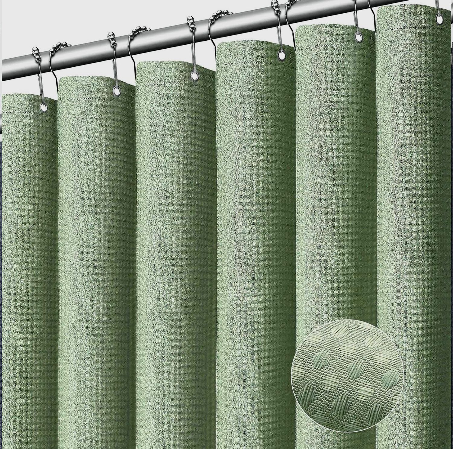 Waffle transfronterizo sólido transparente doble cortina de baño agujero grande anillo sin gancho con forro extraíble Amazon explosión