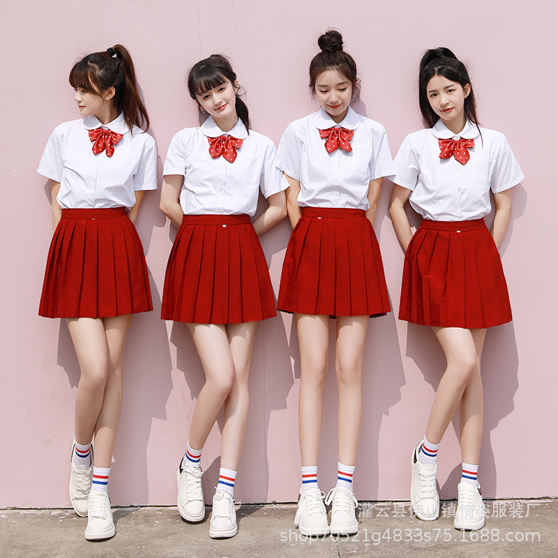 Class uniform middle school students poetry recitation chorus competition performance uniform junior high school students sports meeting red song performance suit