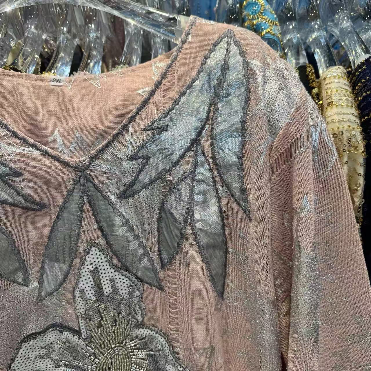 Foreign Trade Loose Plus-size Robe For Women, 2025 Autumn New Style, Heavy Embroidery Long-sleeve Dr, Elegant Long_ecoleips.com