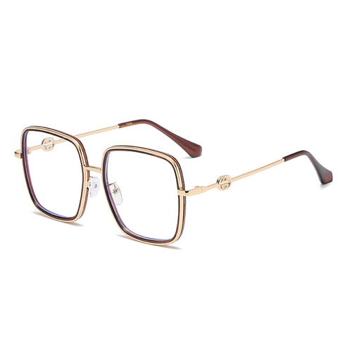 2024 new fashion anti-blue light glasses, square frame flat glasses, wear with concave shape to look slim without makeup