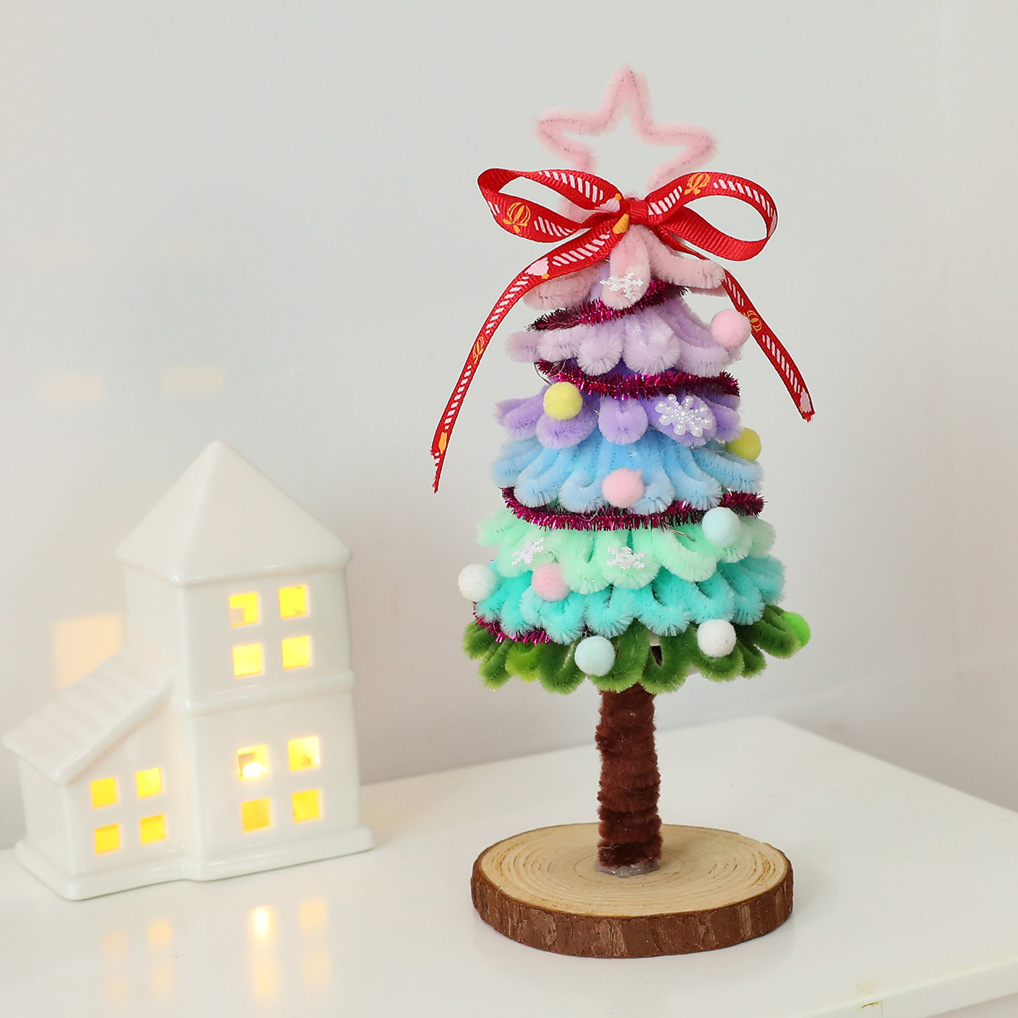 Shengyuan nuevo torsión mini decoración de árbol de Navidad DIY decoración de árbol de Navidad de escritorio pequeño para el hogar
