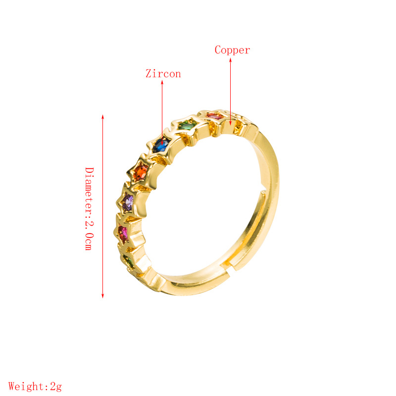European and American Ins Personalized Cold Style Geometric Hip Hop Ring Female Copper Plating 18K Gold Micro Color Zircon Couples Ringpicture1