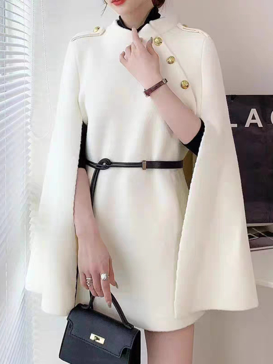 Nuevo abrigo de lana de doble cara tejido para mujer, otoño e invierno 2024, con un toque de alta gama, cinturón, estilo francés, estilo Chanel, suéter tipo capa.