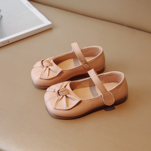 Girls Leather Shoes 2024 Spring and Autumn New Children's Bow Princess Shoes Korean Style Baby Girls Fashion Soft Sole Shoes