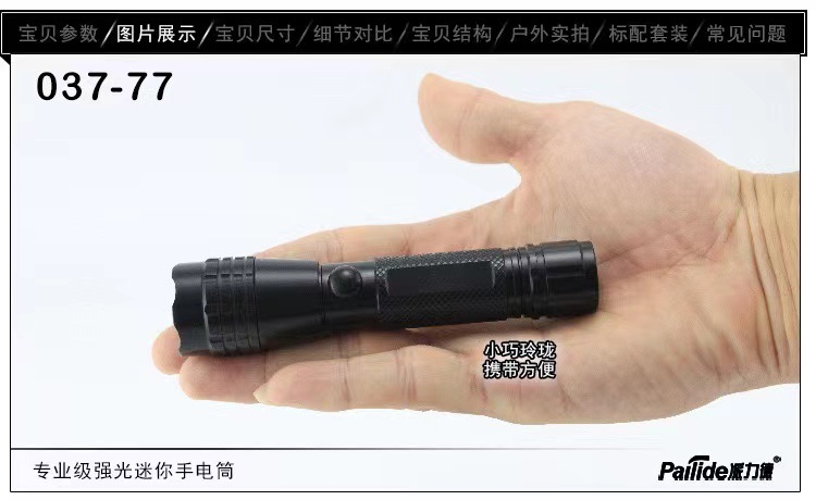 Pailide 037-73 Aluminum Alloy Split High-Brightness White Light Led Bright Flashlight Mini Aa5 Battery Student