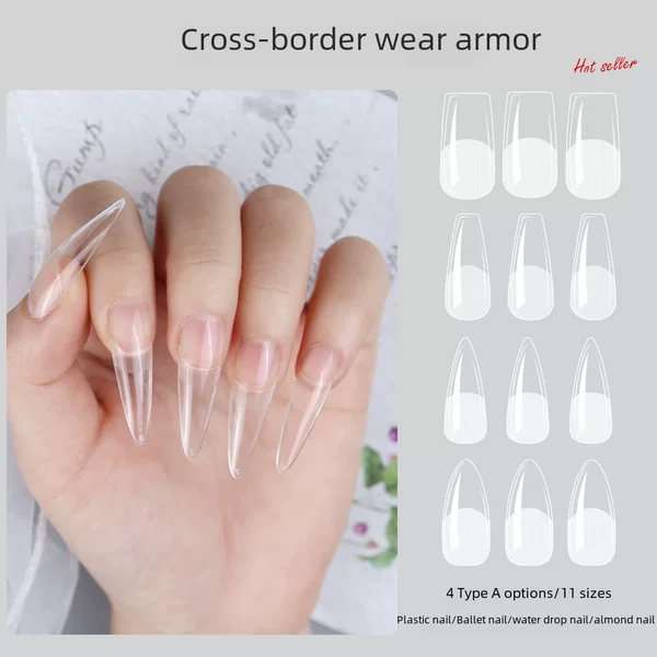 Cross-border European and American nail slices semi-frosted nail slices extended seamless false nails full paste almond thin nail slices wholesale 120 slices