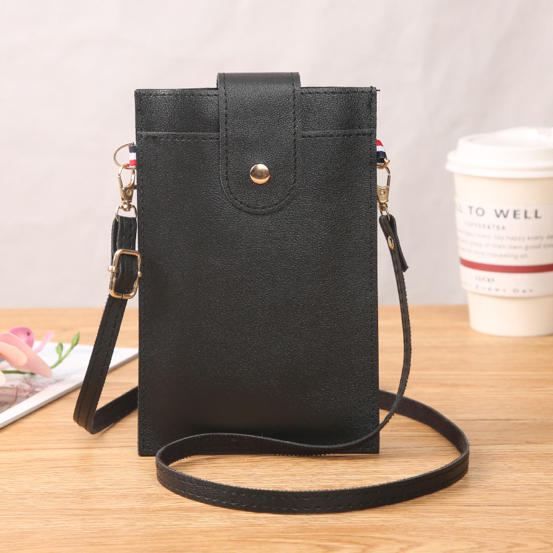 Korean version of new women's small bag Solid color vertical high school student mobile phone bag Thin niche crossbody bag Mini shoulder bag