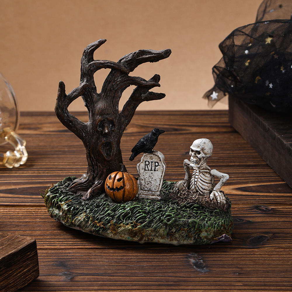 欧美新品家居万圣节景观装饰树脂摆件创意鬼节枯树支桌面装饰品