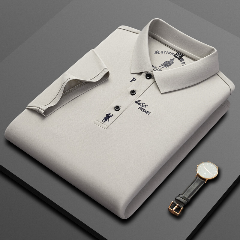 Kenoma Polo Kuerzärm 2024 Summer Nei Liicht Business Seid Kotteng Männer Moud Gestickt T-Shirt_voghion.com