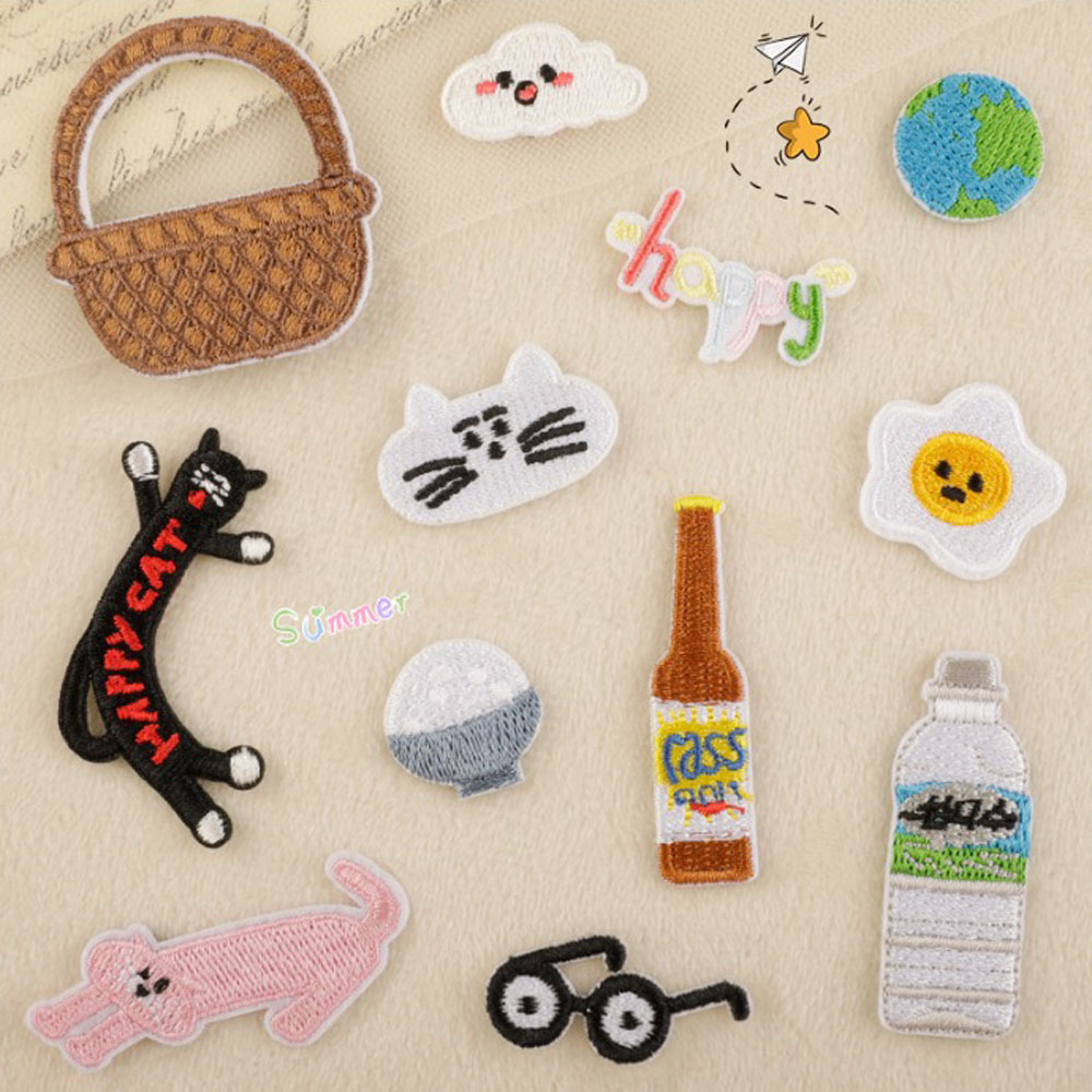 猫咪云米饭刺绣补丁布贴衣服辅料迷你布贴徽章童装装饰补洞贴花