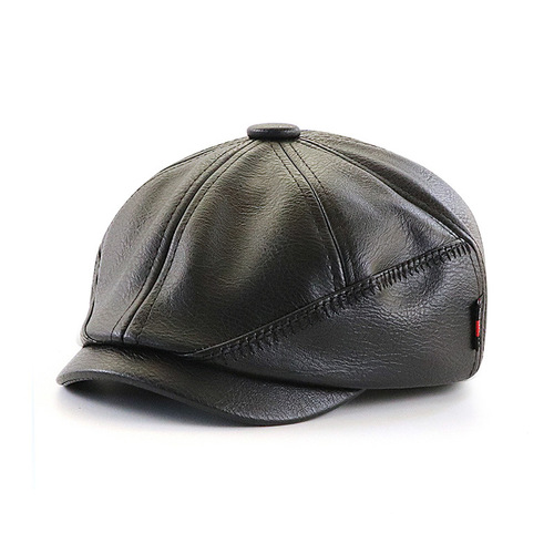 Yangguan/ZLEEVO  Autumn and Winter New PU Newsboy Hats Men's and Women's Retro Fashion Painter Caps Berets 